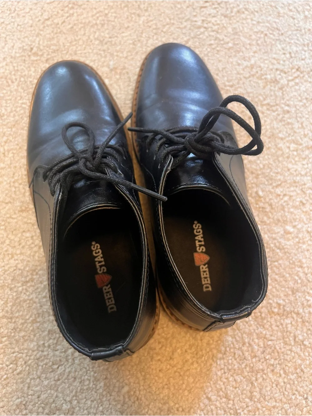 Deer Stags Boys Black Leather Dress Chukka Shoes